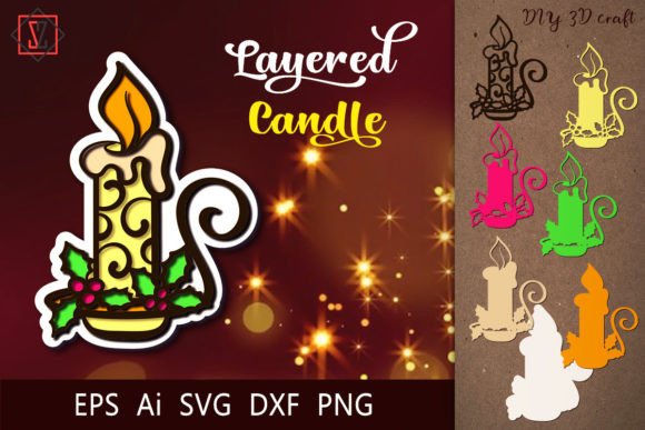 3D Candles Layered Craft Layers for Creative Projects
