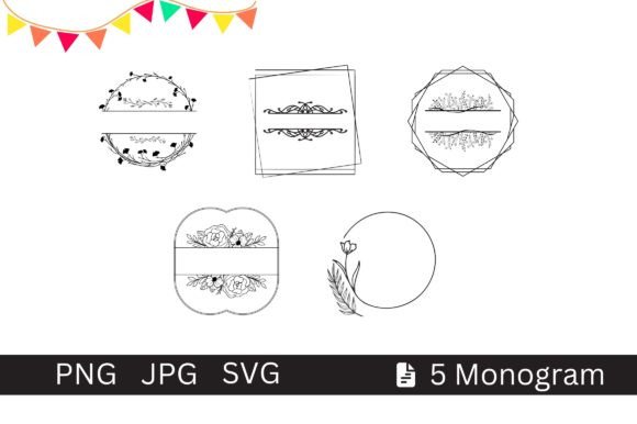 5 Monogram Designs and File Format: Save Your Precious Time with Ready-to-Use Graphics