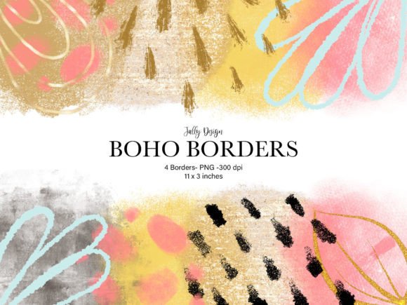 Boho Shapes Border Clip Art