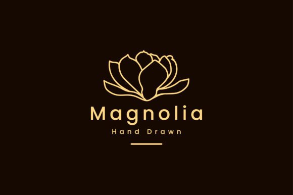 Botanical Magnolia Flower Logo Template for Designers