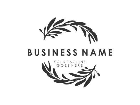 Floral Leaves Round Natural Frame Logo