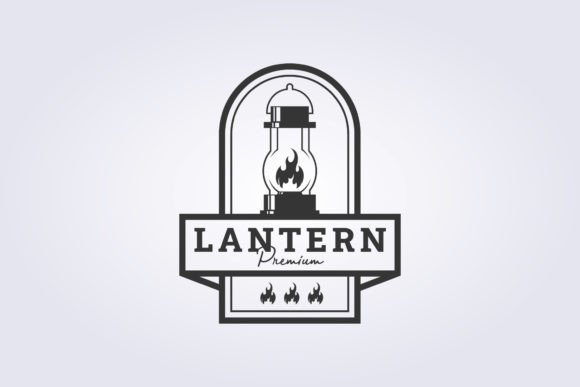 Lantern Lamp Silhouette Vector Logo Retr