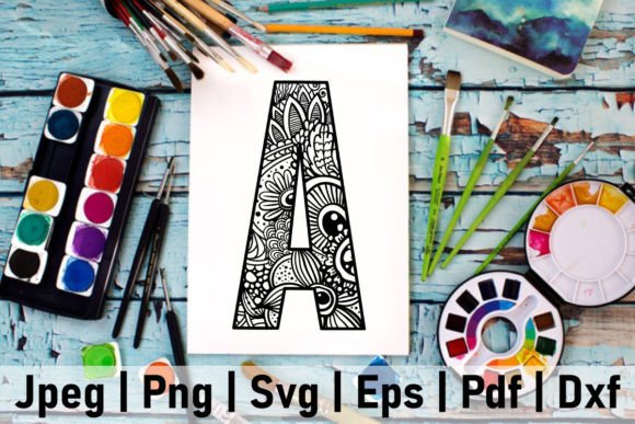 Letter a Font Mandala Zentangle Monogram: A Versatile Digital Asset for Creative Projects