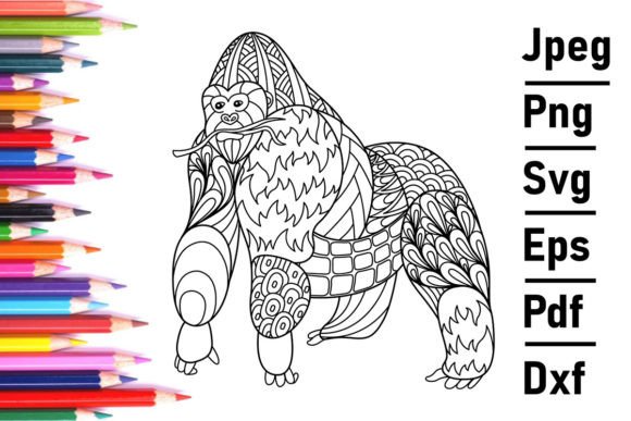 Mandala Monkey Gorilla Coloring Kids: A Versatile Vector Template
