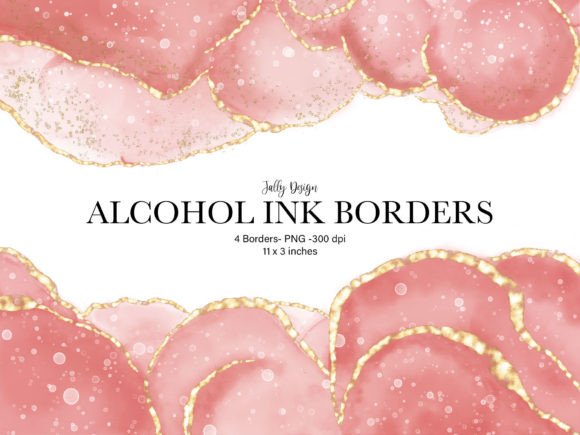 Pink Alcohol Ink Border Collection