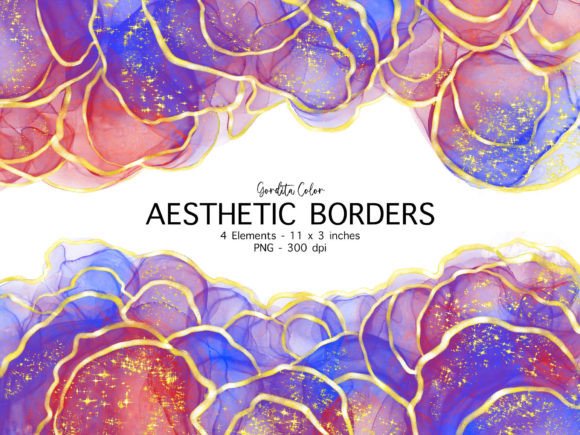 Red and Blue Agate Borders Clip Art
