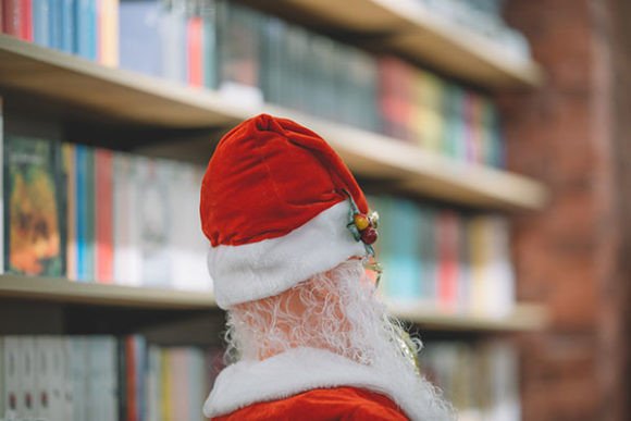 Santa Claus in Library: A Festive Symbol for Creative and Professional Use