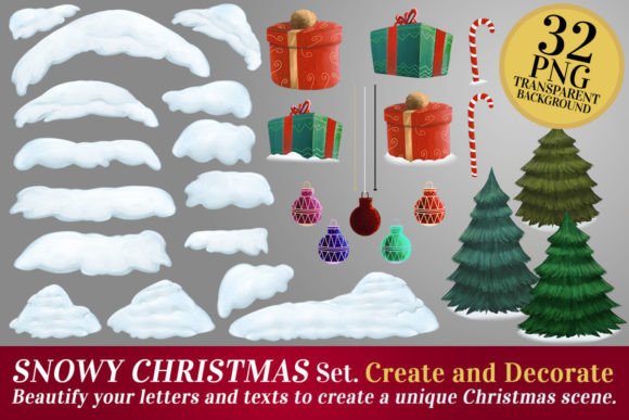 Snowy Christmas Set: Create and Decorate – A Versatile Design Tool for Winter Projects